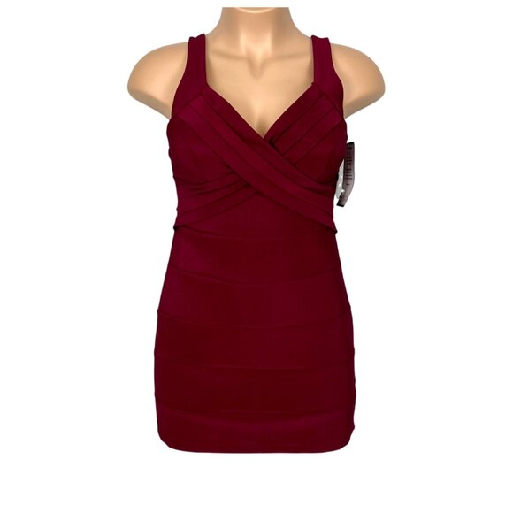 Emerald Sundae Juniors Banded Bodycon Mini Dress Burgundy Sleeveless size XL - Picture 1 of 11
